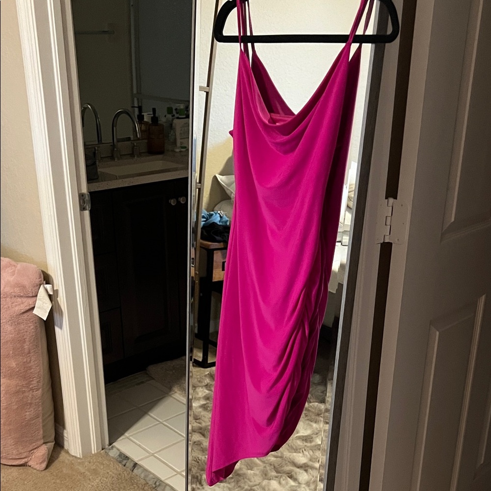 Pink Draped Women's Dress